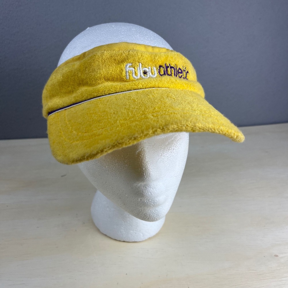 FUBU Athletic Vintage Yellow Terry Cloth Sun Visor Hat 90s Y2K Streetwear